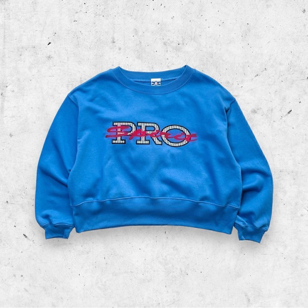 Vtg 90s NOS Pro Spirit Big Logo Sweatshirt, Embroidered Crop Workout Oversize XL